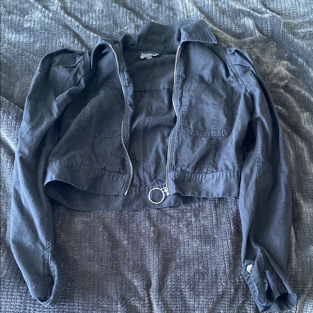 DANIELLE BERNSTEIN Black Cropped Utility Jacket